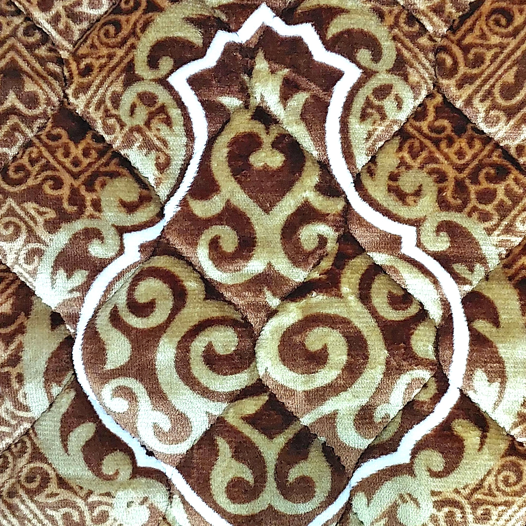 Premium Velvet Quilted Prayer Mat- Brown-3