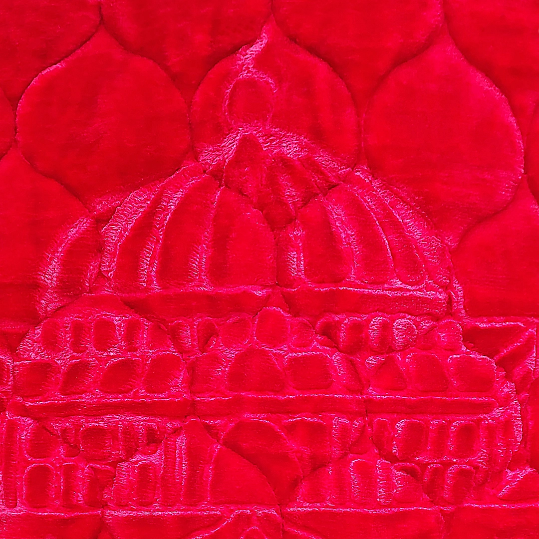 Premium Velvet Quilted Prayer Mat- Red – 3