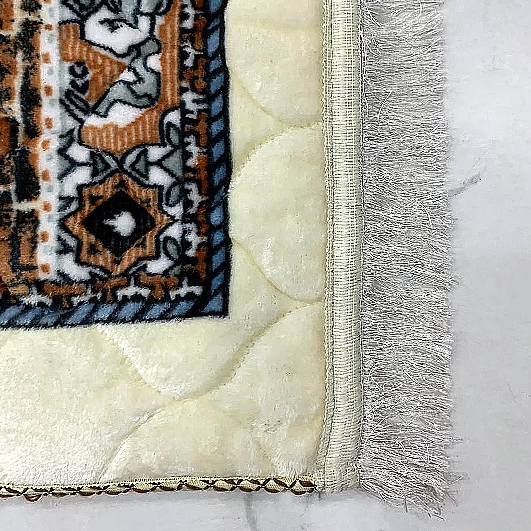 Premium Velvet Quilted Prayer Mat- offwhite-2